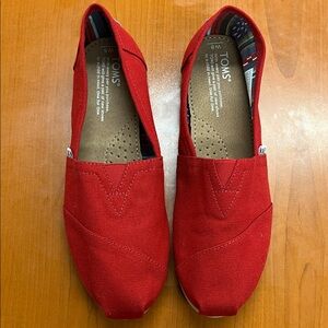 TOMS Vibrant Red Canvas Slip-Ons